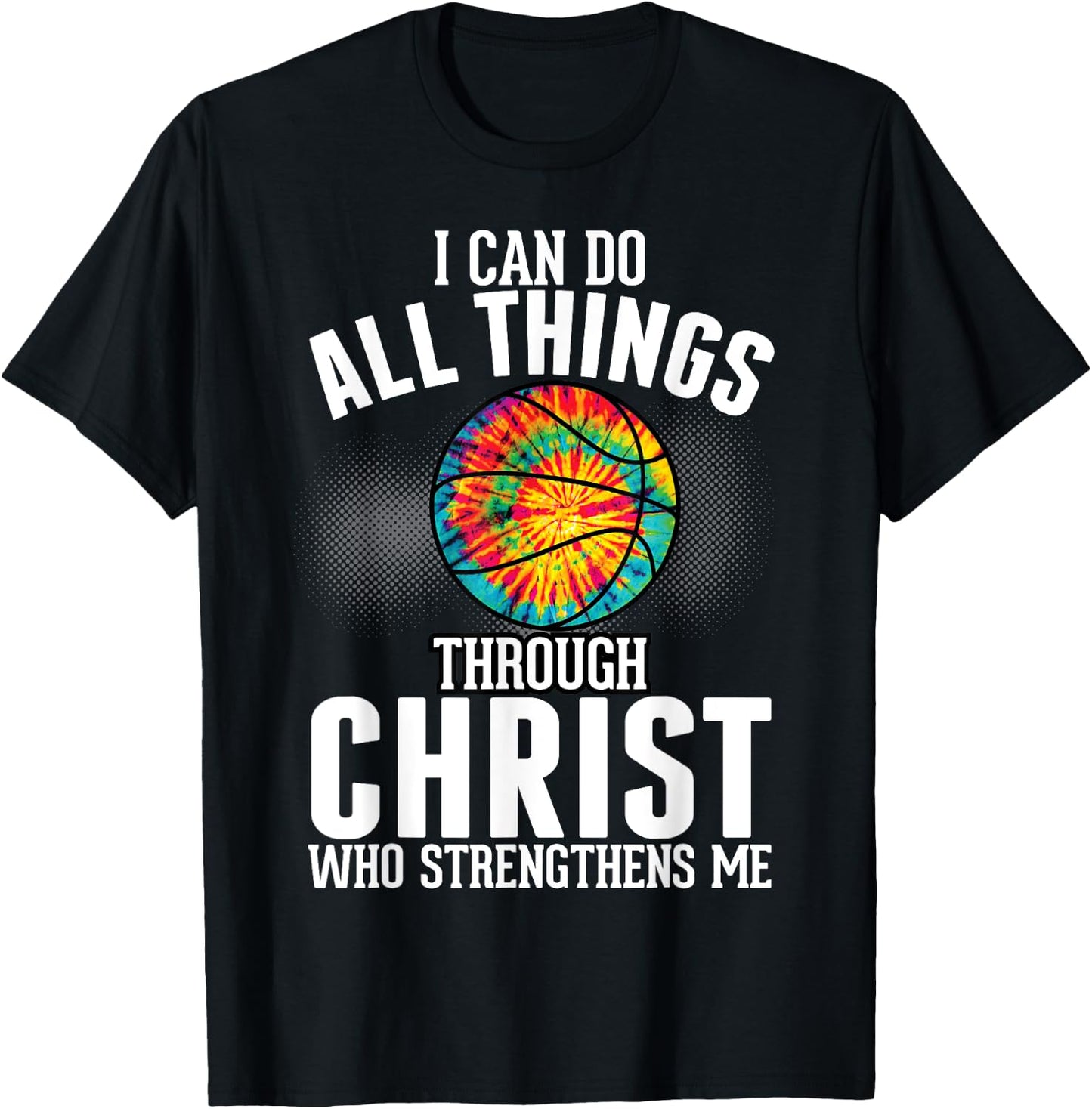 Christian Basketball Fun Men Boys Kids Religious Bible Verse T-Shirt - T-Shirt | Black