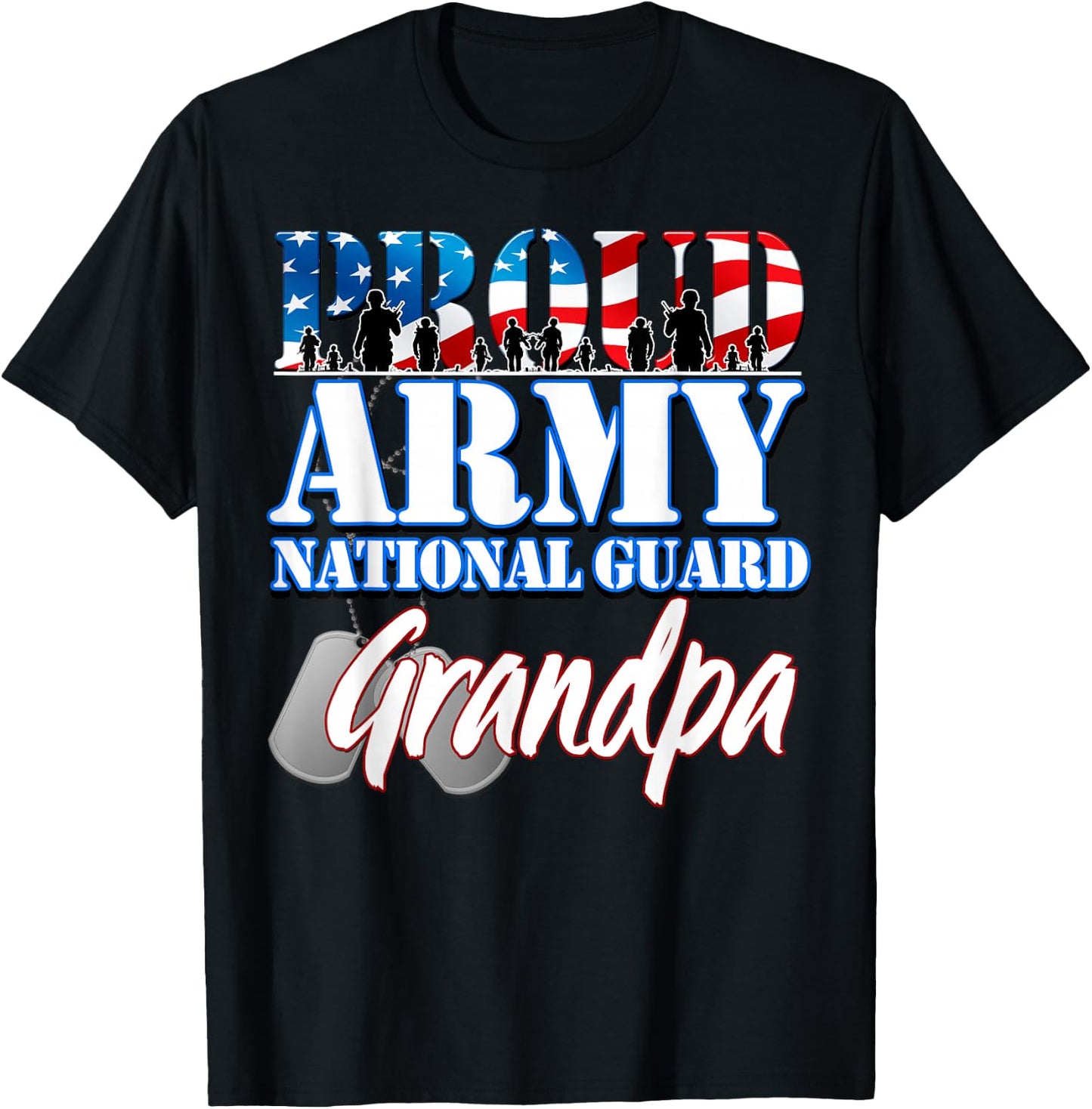 Proud Army National Guard Grandpa Grandparents Day Shirt Men T-Shirt - T-Shirt | Black