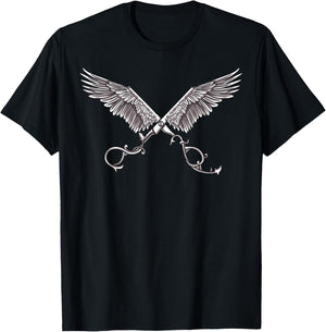 Hairdressing Scissors with Wings Tattoo Art Hairdresser T-Shirt - T-Shirt | Black