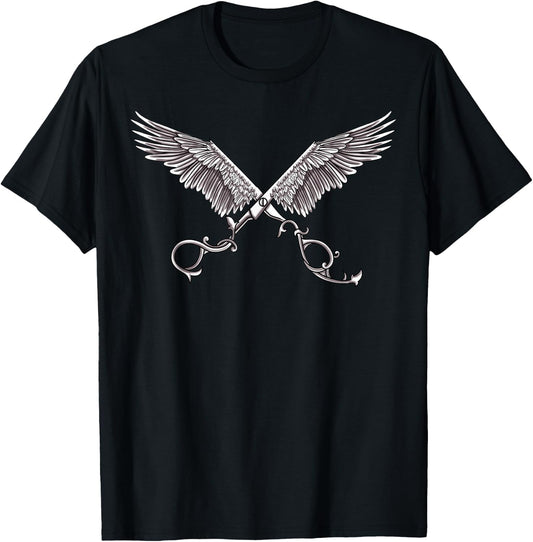 Hairdressing Scissors with Wings Tattoo Art Hairdresser T-Shirt - T-Shirt | Black