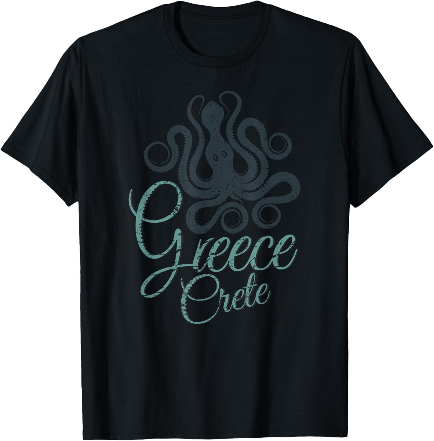 Octopus Greece Crete T Shirt T-Shirt - T-Shirt | Black
