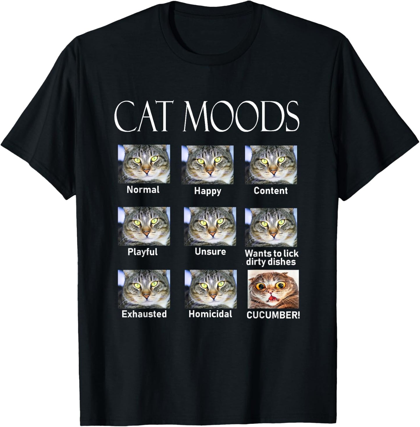 Cat Moods T-Shirt - T-Shirt | Black