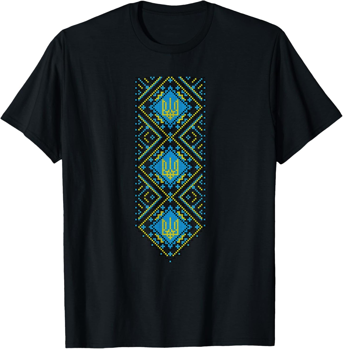 Ukrainian Embroidery Vyshyvanka Print Folk Ethnic Ornament T-Shirt - T-Shirt | Black