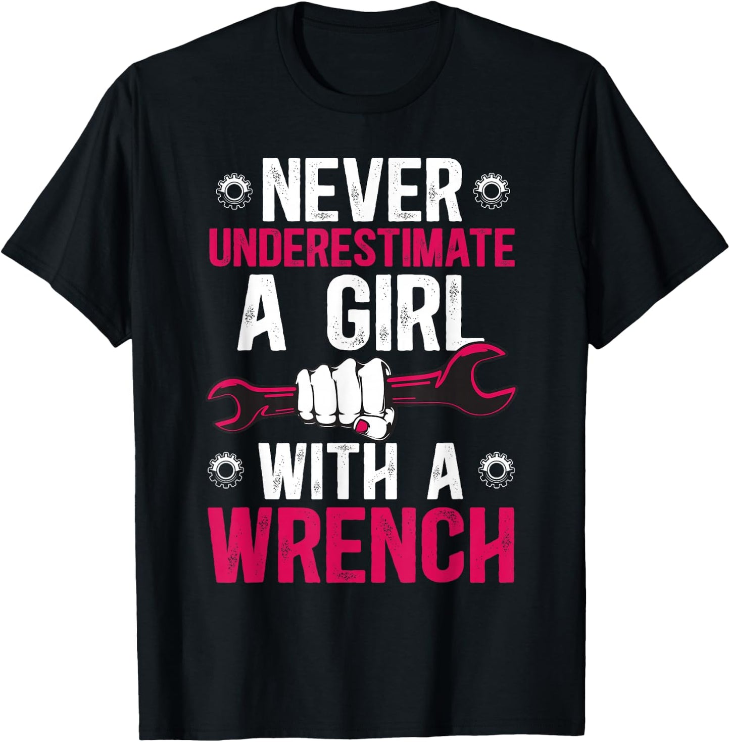 Girl with A Wrench Female Mechanic Women Mechanics Girl T-Shirt - T-Shirt | Black
