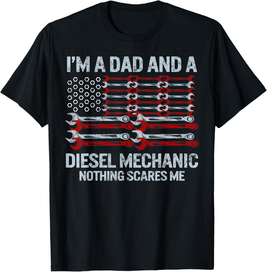 Father's Day I'm Dad And Diesel Mechanic Car Mechanic Gifts T-Shirt - T-Shirt | Black