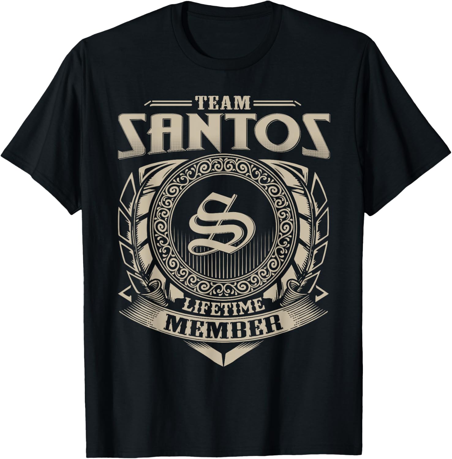 Team SANTOS Lifetime Member Vintage SANTOS Family T-Shirt - T-Shirt | Black