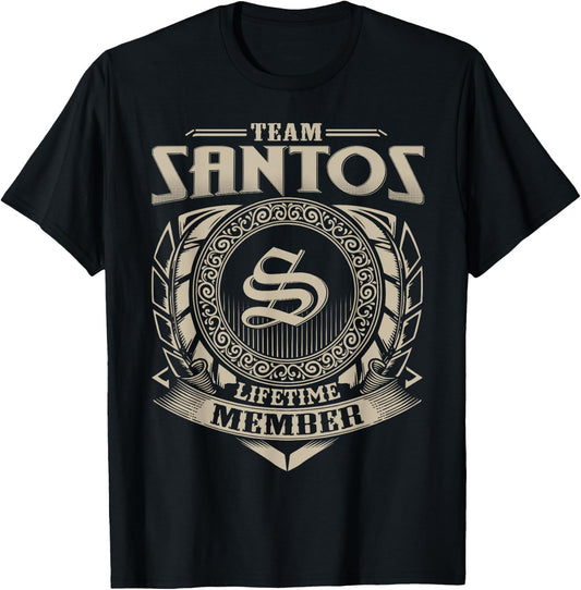 Team SANTOS Lifetime Member Vintage SANTOS Family T-Shirt - T-Shirt | Black