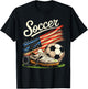 American Flag Soccer 4th Of July Soccer Lover Men Boys Kids T-Shirt - T-Shirt | Black