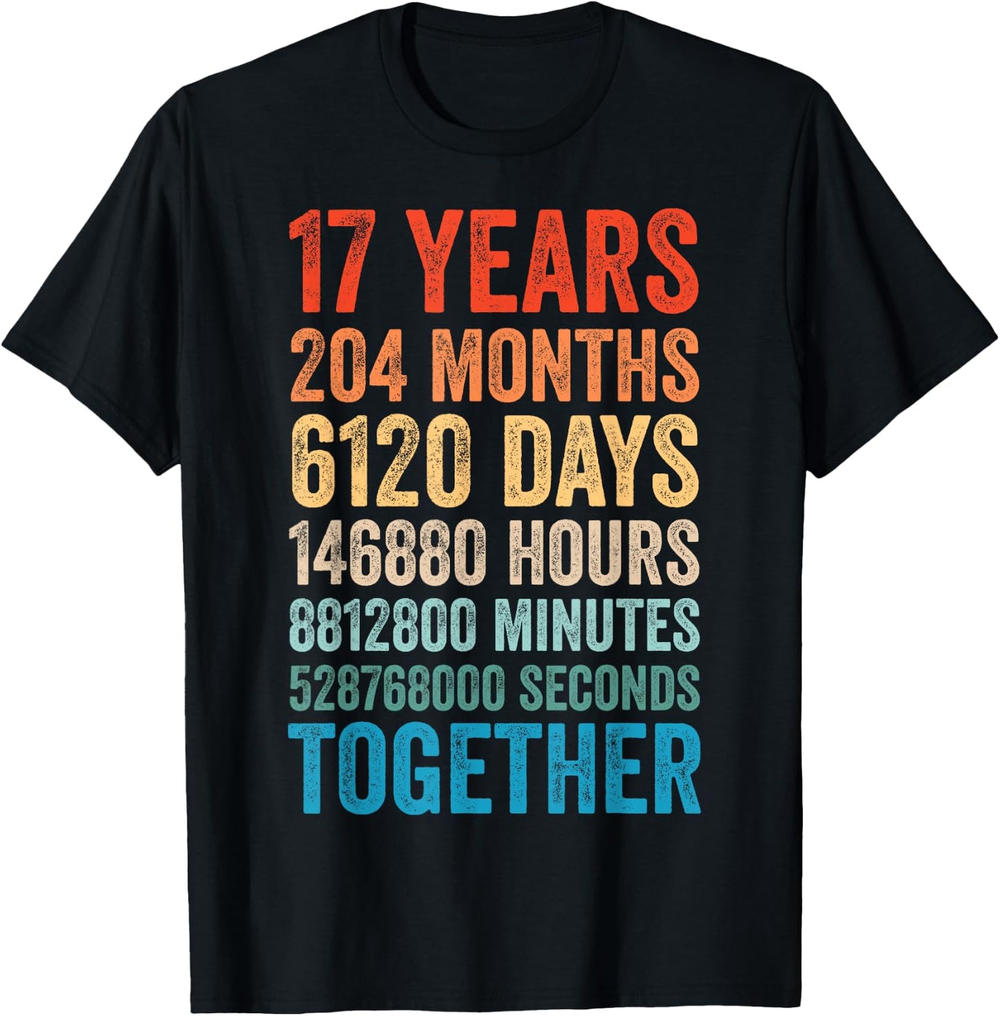 17 Year Anniversary Him Her Couple 17th Wedding T-Shirt - T-Shirt | Black