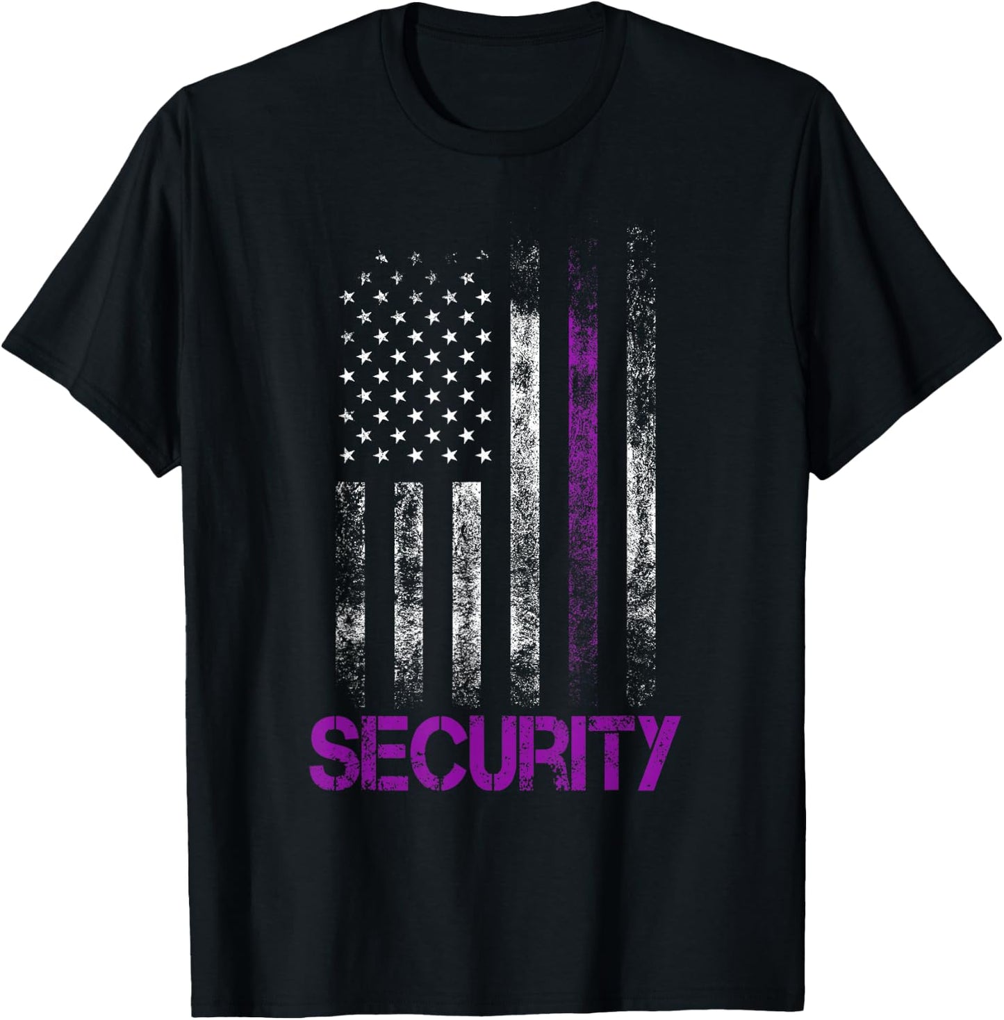 Security Guard Gifts Officer Thin Purple Line American Flag T-Shirt - T-Shirt | Black