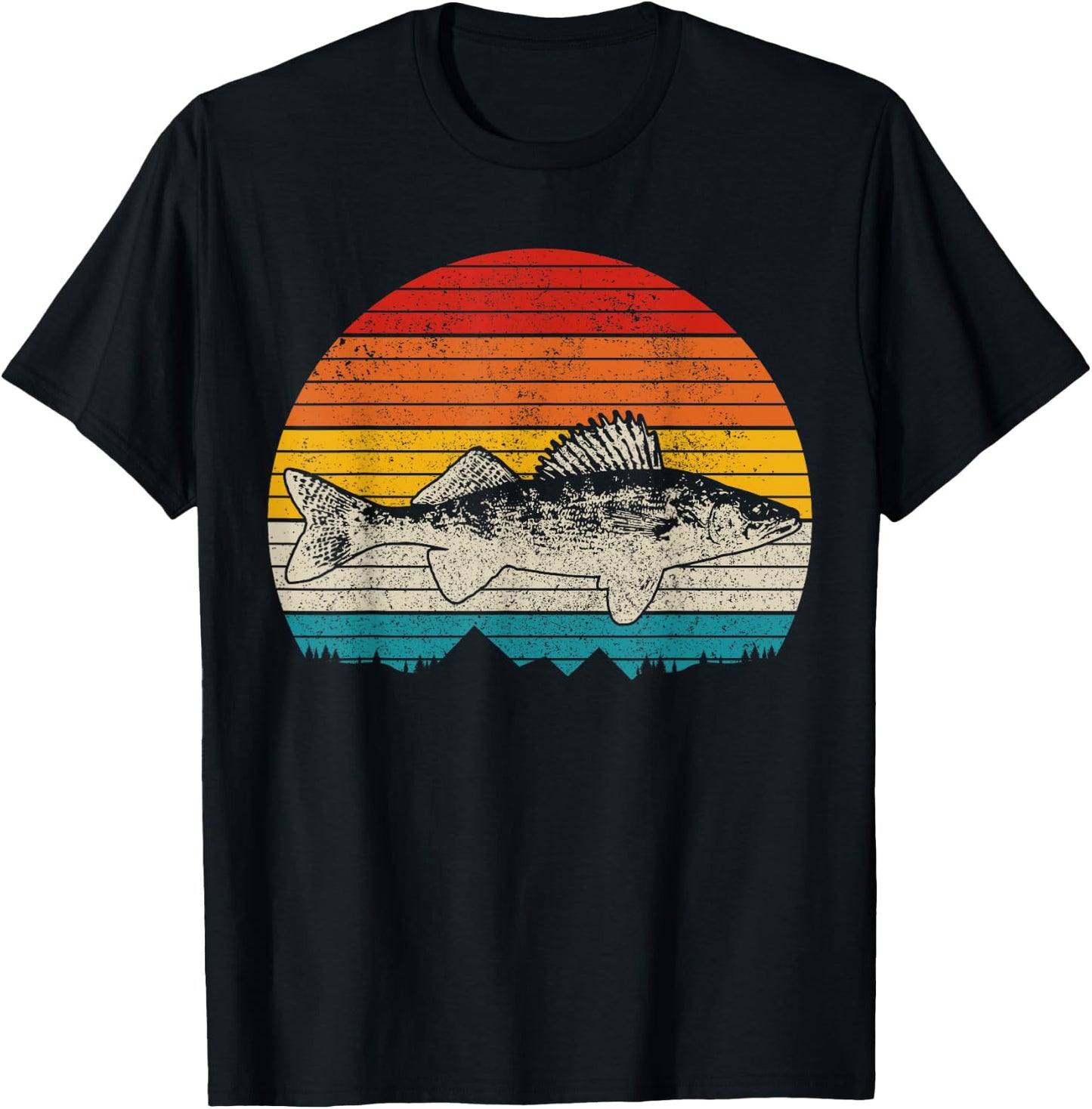 Walleye Vintage Fishing Men Zander Fish T-Shirt - T-Shirt | Black