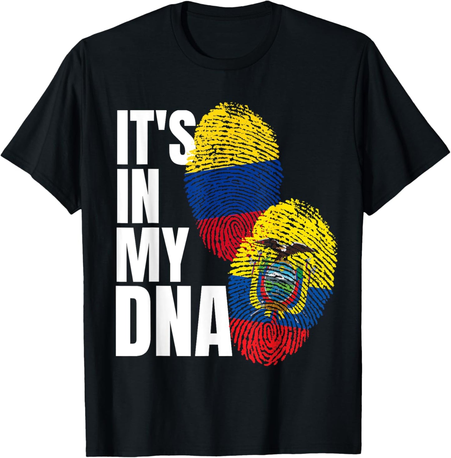 Ecuadorian And Colombian DNA Mix Flag Heritage T-Shirt - T-Shirt | Black