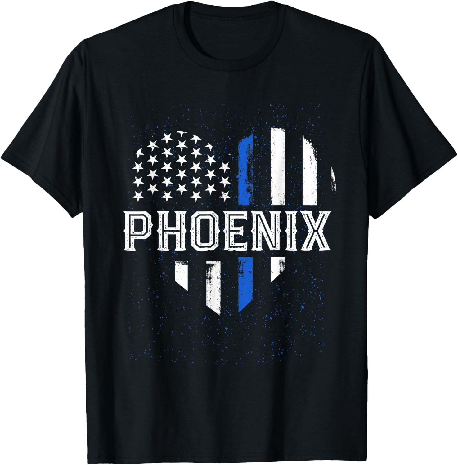 Thin Blue Line Heart Phoenix Police Officer Patriotic Cops T-Shirt - T-Shirt | Black