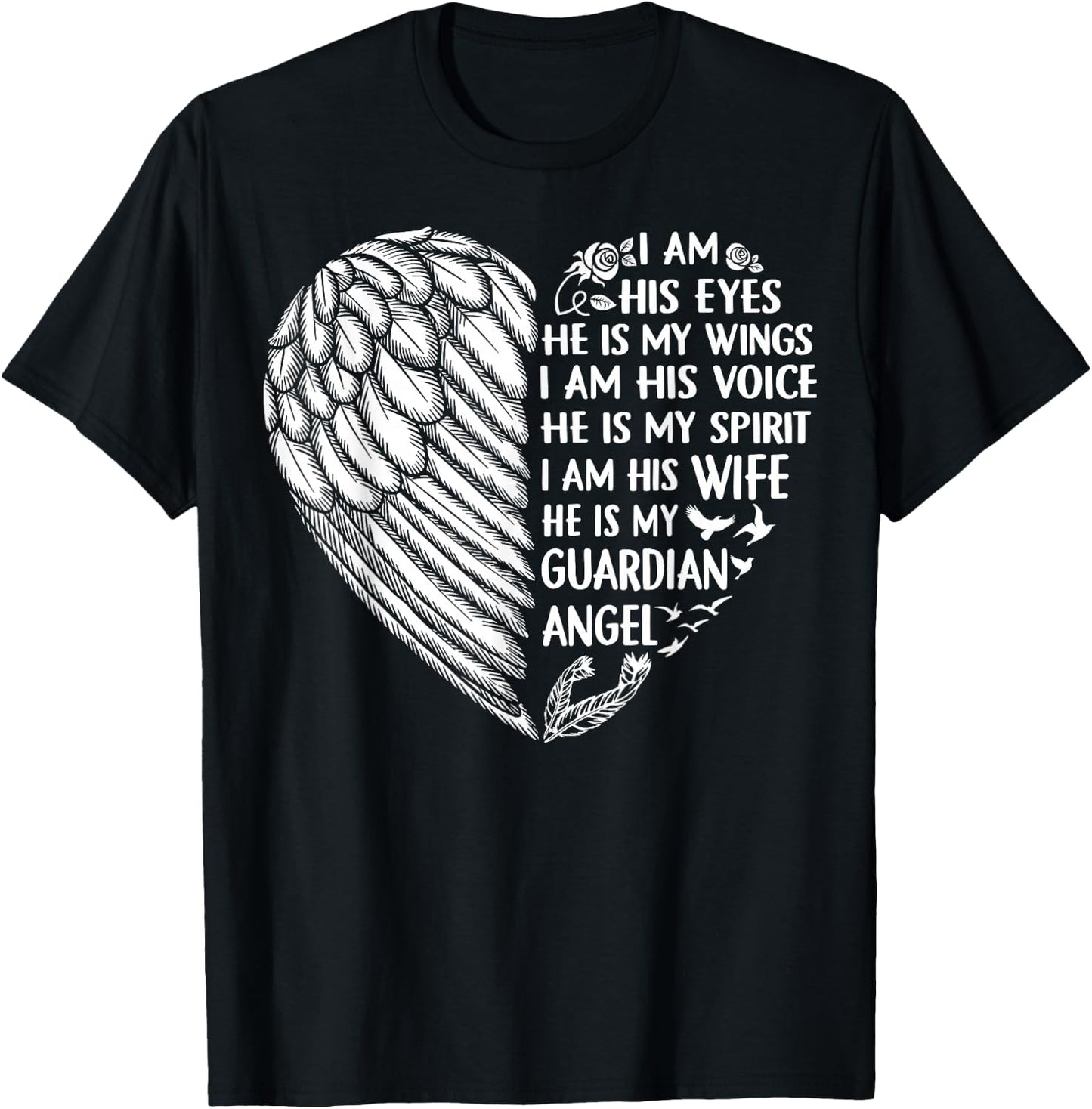 My Husband Is My Guardian Angel Shirt I Am His Wife T-Shirt - T-Shirt | Black