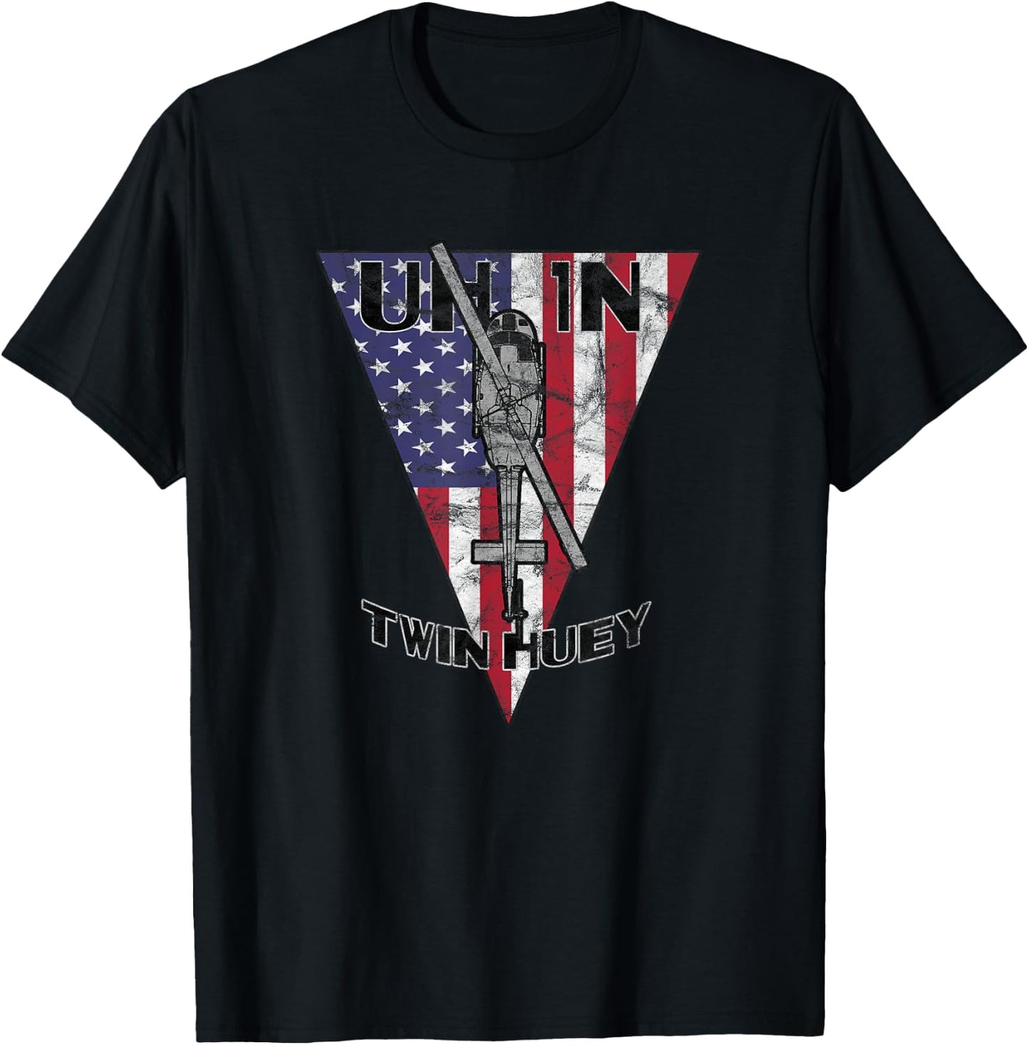 UH-1N Twin Huey Military Helicopter Patriotic Vintage T-Shirt - T-Shirt | Black