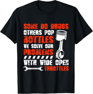 Some do Drugs other pop BOTTLES Funny Mechanic T-Shirt - T-Shirt | Black