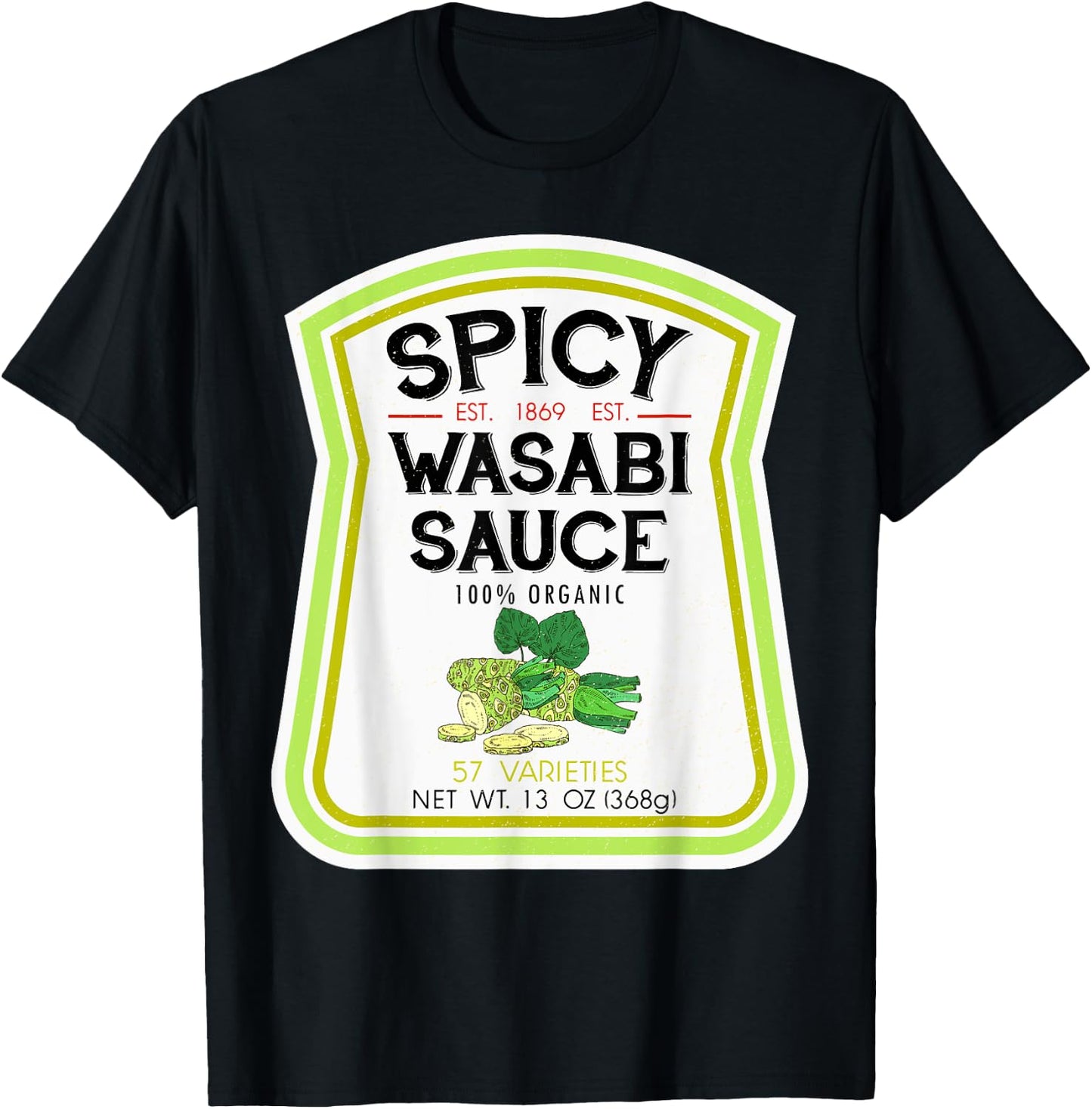 Wasabi Sauce Bottle Label Halloween 2021 Couples Costume T-Shirt - T-Shirt | Black