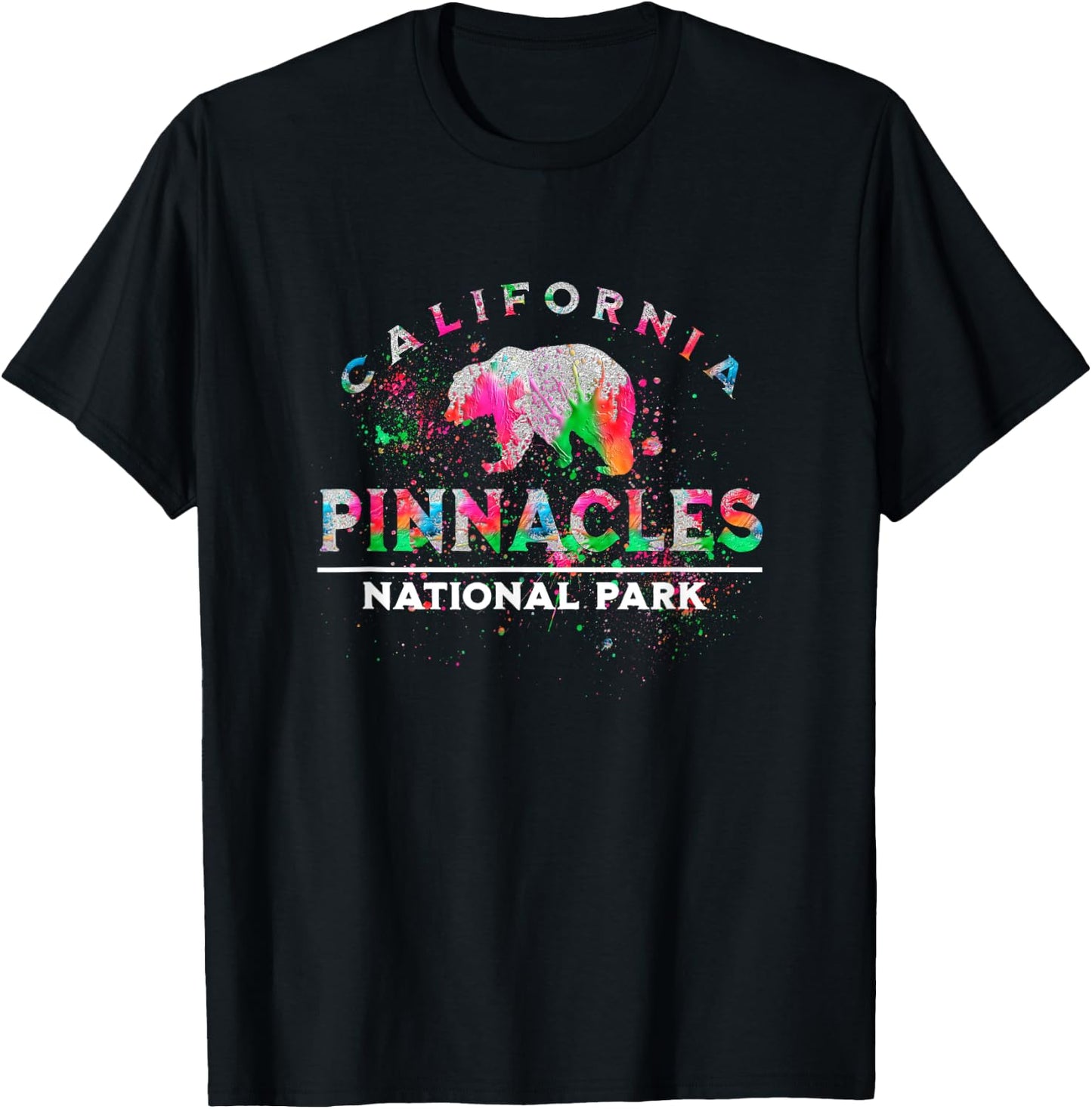Pinnacles National Park California Retro Bear Souvenir T-Shirt - T-Shirt | Black