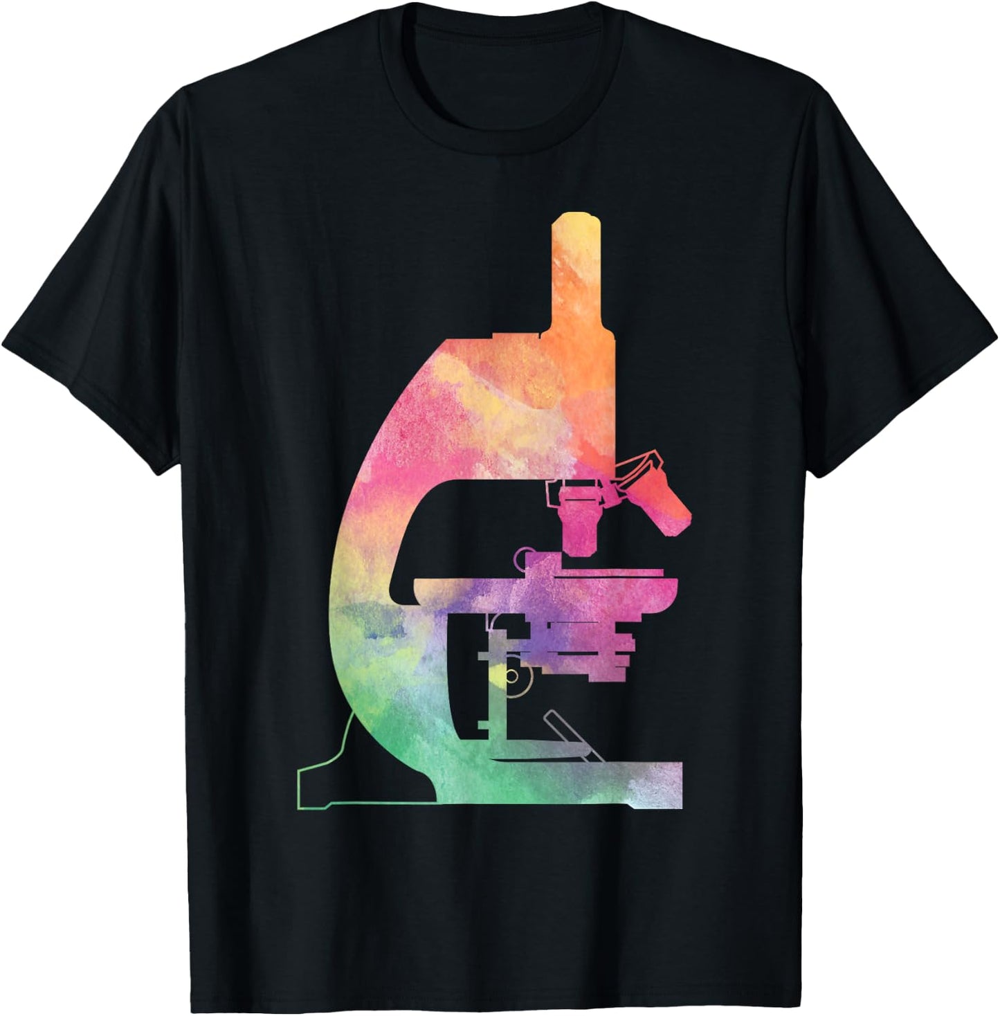 Microscope Watercolor Scientist Lab Tech Beautiful Graphic Women T-Shirt - T-Shirt | Black