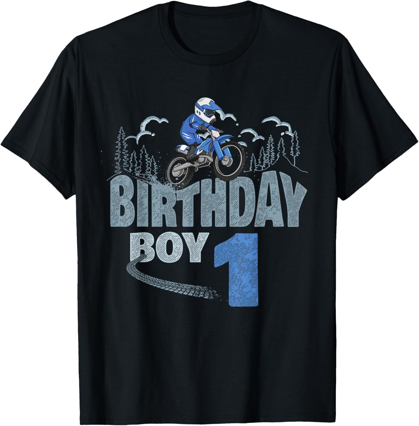 1st Birthday Boy Dirt Bike Motocross 1 Year Old Bday T-Shirt - T-Shirt | Black