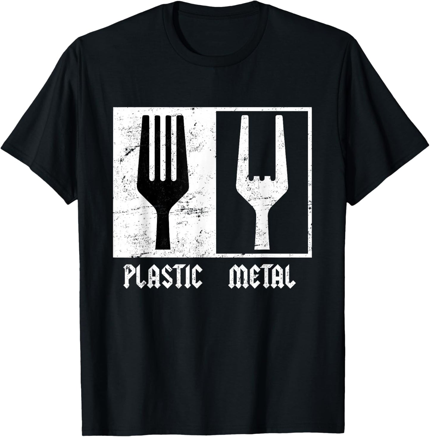 Heavy Metal Plastic Fork Plastic Fork Funny Rock Music T-Shirt - T-Shirt | Black