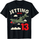 Jetting Into 13 Birthday Aviator Jet Plane Party T-Shirt - T-Shirt | Black