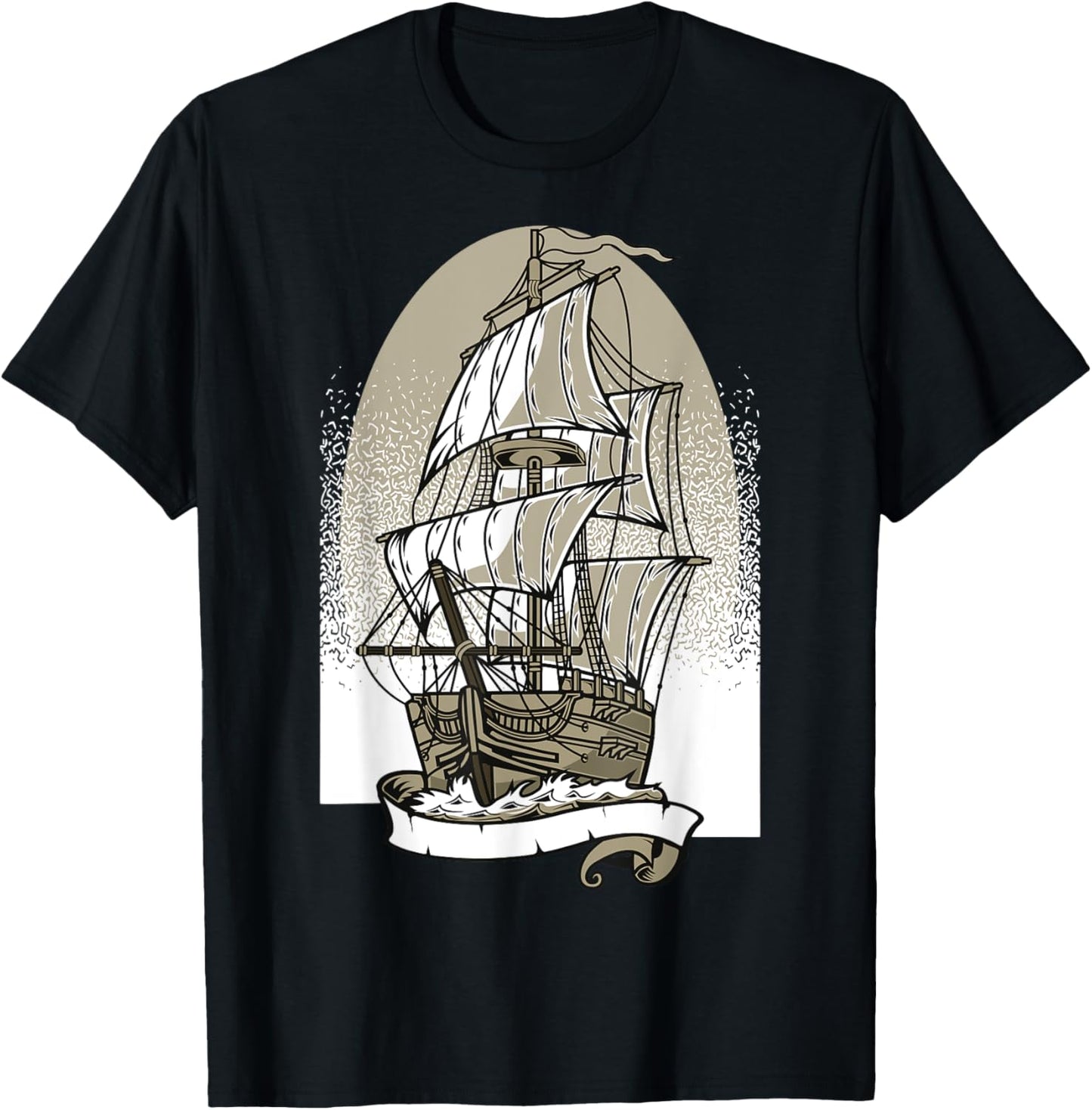 Pirate Ship Vintage Retro Nautical Sailing Boat Captain T-Shirt - T-Shirt | Black