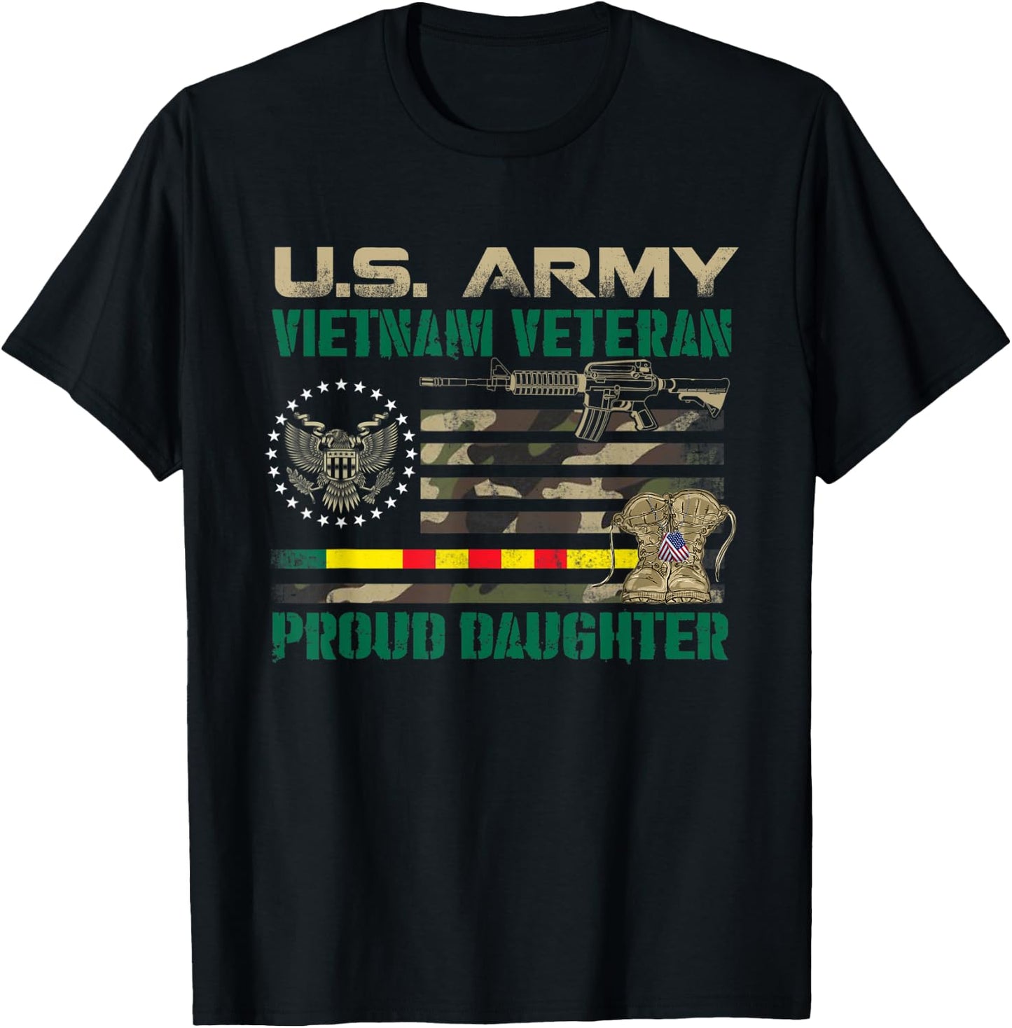 Proud Daughter Of A US Army Vietnam Veteran, Veterans Day T-Shirt - T-Shirt | Black