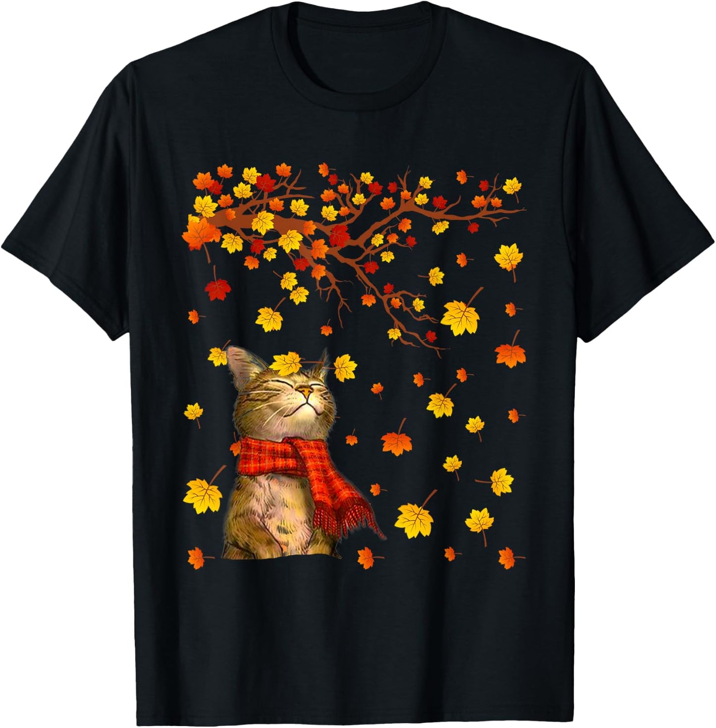 Cute Cat Kitty Kitten Paw Lover Autumn Fall Season present T-Shirt - T-Shirt | Black
