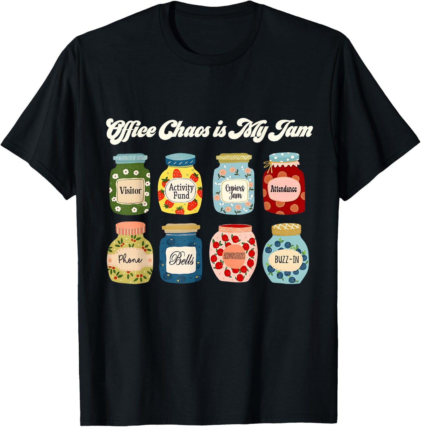Women Office Chaos is My Jam School Secretary Christmas T-Shirt - T-Shirt | Black
