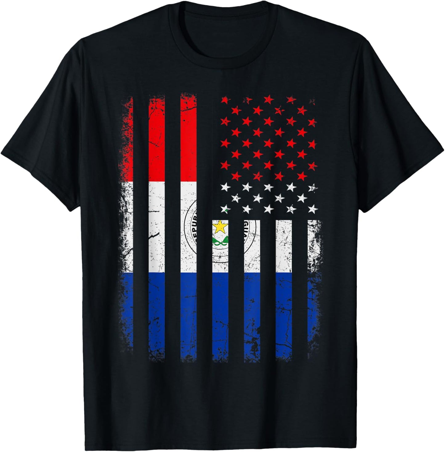 Paraguayan American Flag Paraguayan Roots Paraguay America Women Kids Men T-Shirt - T-Shirt | Black