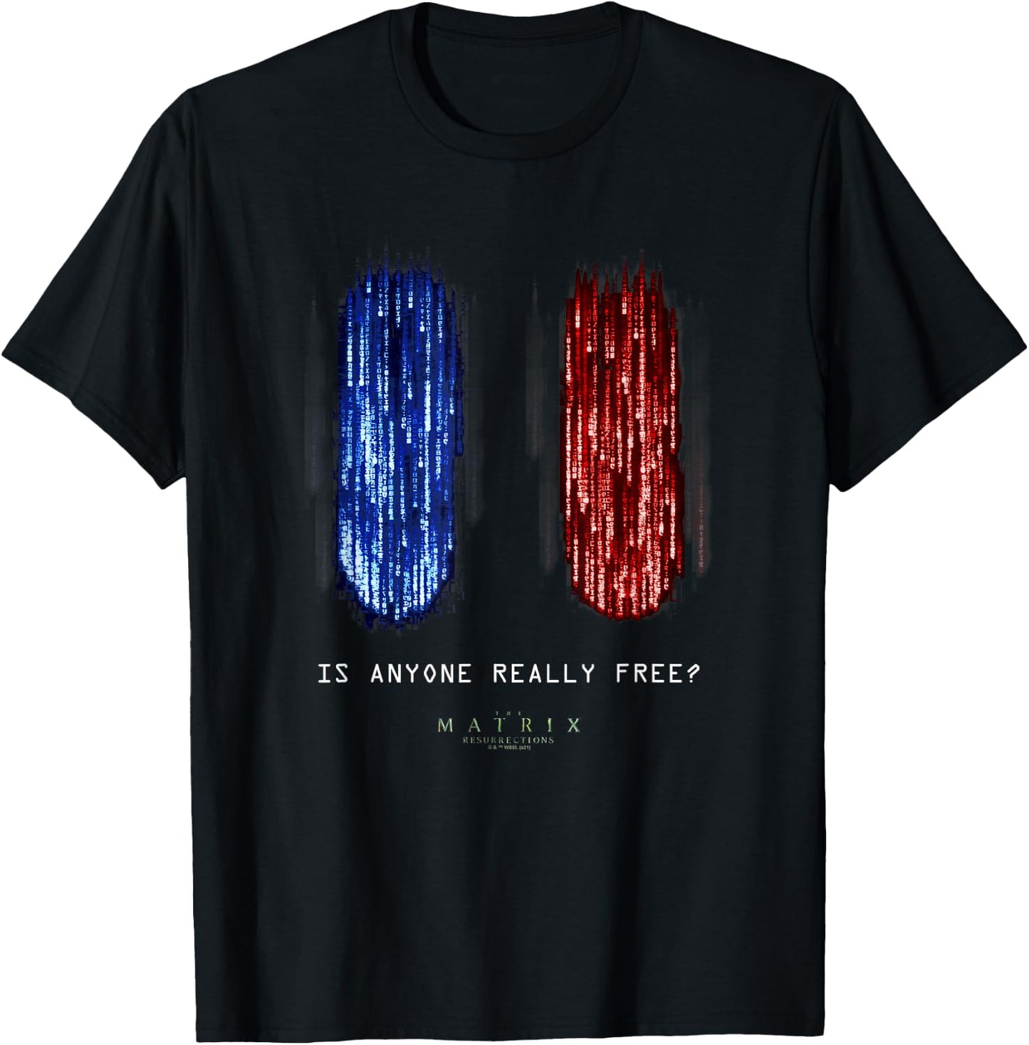 The Matrix Resurrections Red Versus Blue Pill Poster T-Shirt - T-Shirt | Black