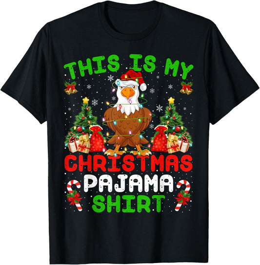 Funny This Is My Christmas Pajama Shirt Bald Eagle Christmas T-Shirt - T-Shirt | Black