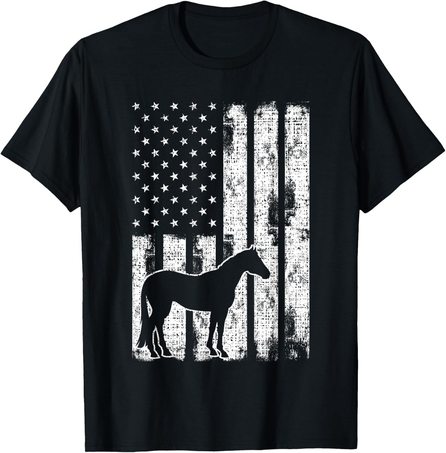 Freedom Horse Patriotic Horse American Flag Horseback Riding T-Shirt - T-Shirt | Black