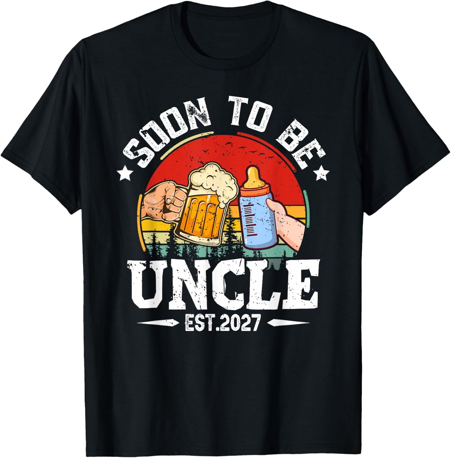 Soon to Be Uncle 2027 Retro Pregnancy Announcement Dad T-Shirt - T-Shirt | Black