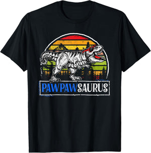 T Rex Dinosaur Pawpaw Saurus Pawpawsaurus Funny Fathers Day T-Shirt - T-Shirt | Black
