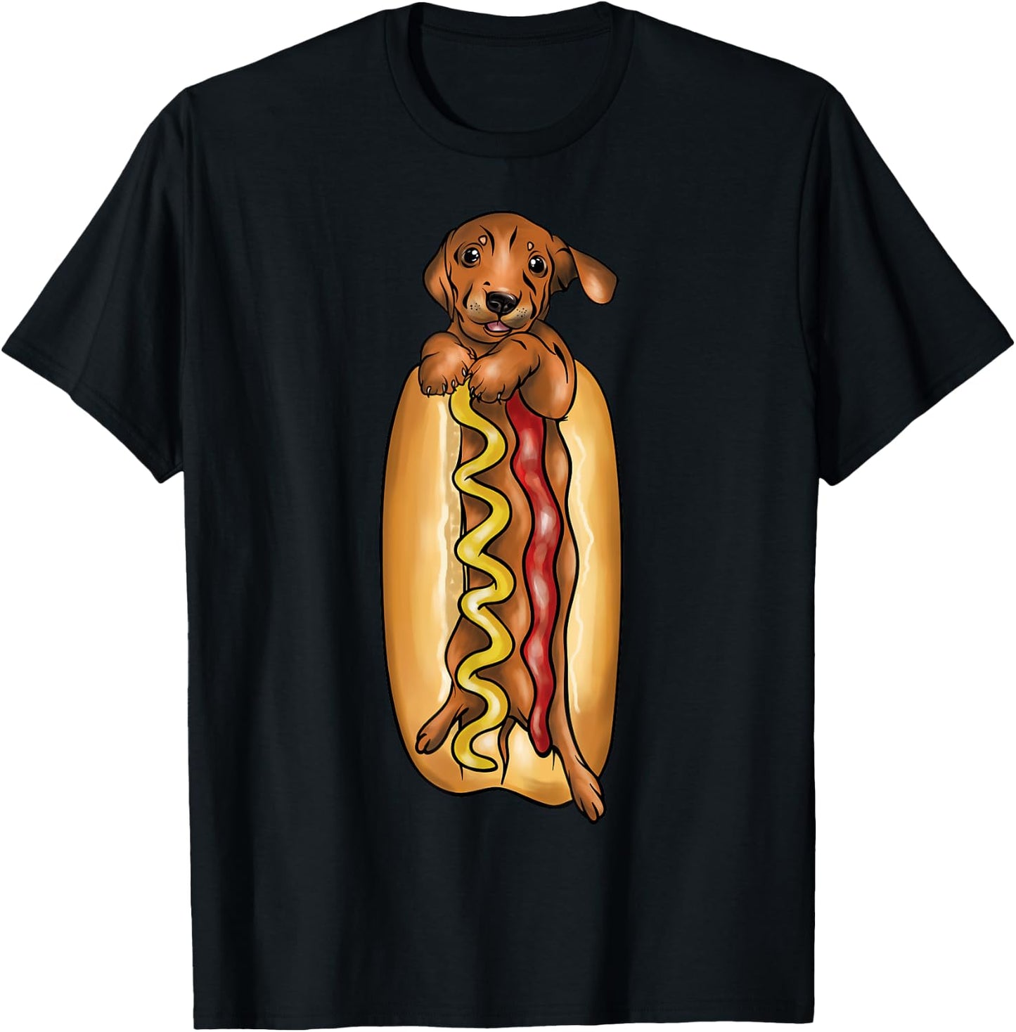 Dachshund Hot Dog Funny Graphic Shirts for Kids T-Shirt - T-Shirt | Black