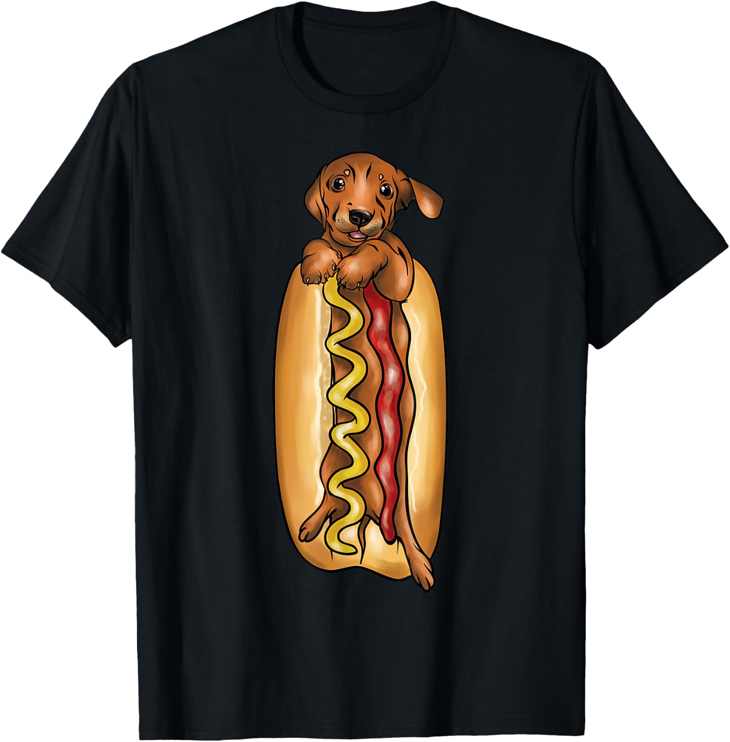 Dachshund Hot Dog Funny Graphic Shirts for Kids T-Shirt - T-Shirt | Black