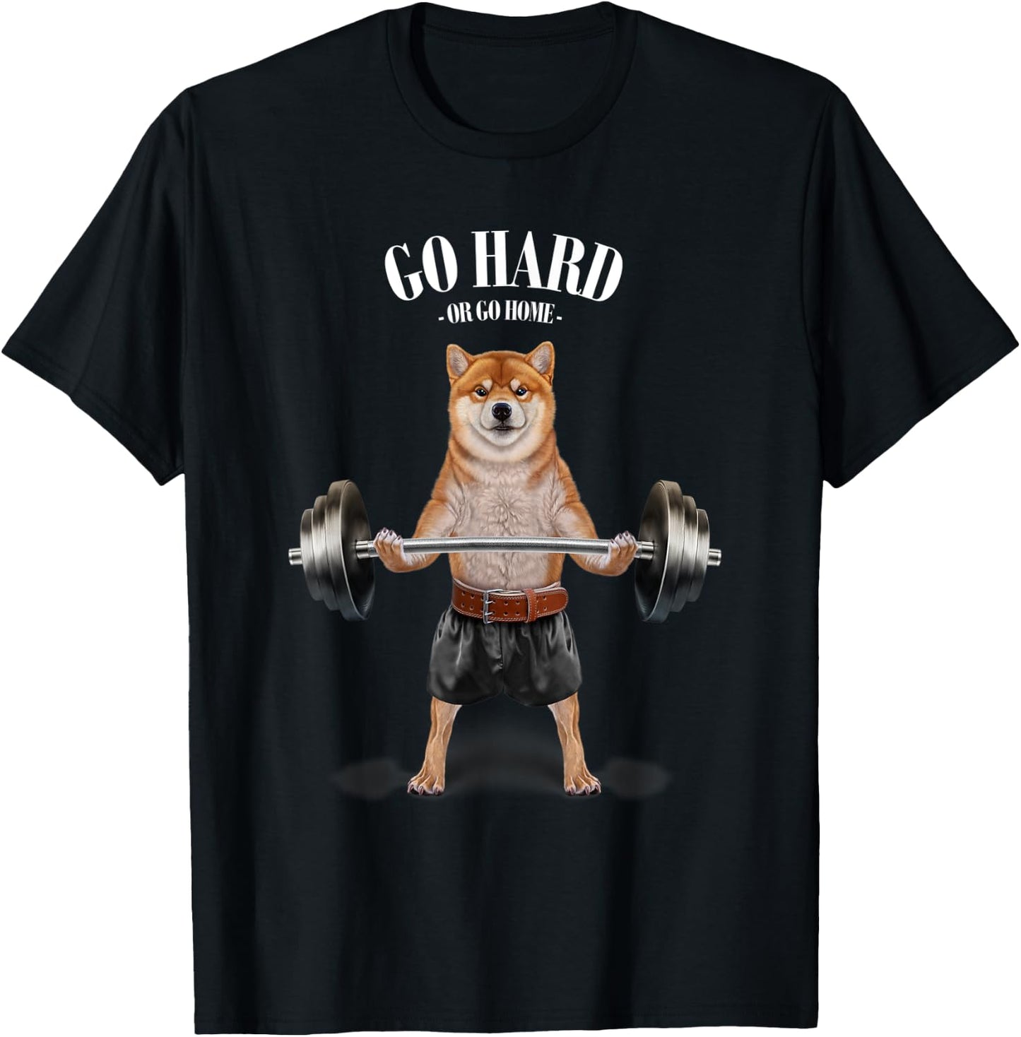 Shiba Inu Dog Weightlifting in Fitness Gym T-Shirt - T-Shirt | Black