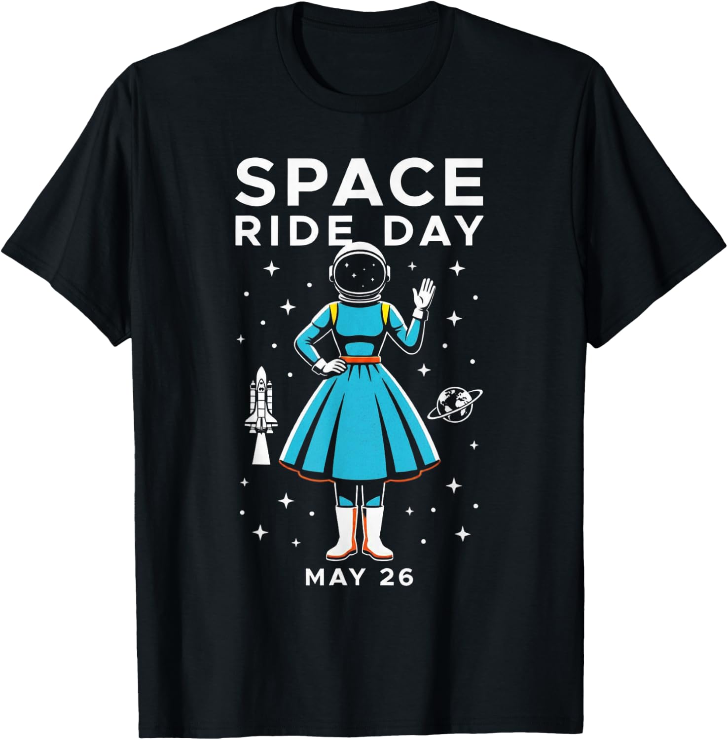 Space Ride Day Sally Astronaut T-Shirt - T-Shirt | Black