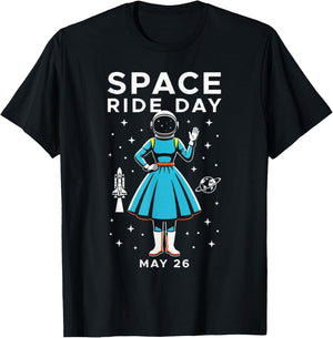 Space Ride Day Sally Astronaut T-Shirt - T-Shirt | Black