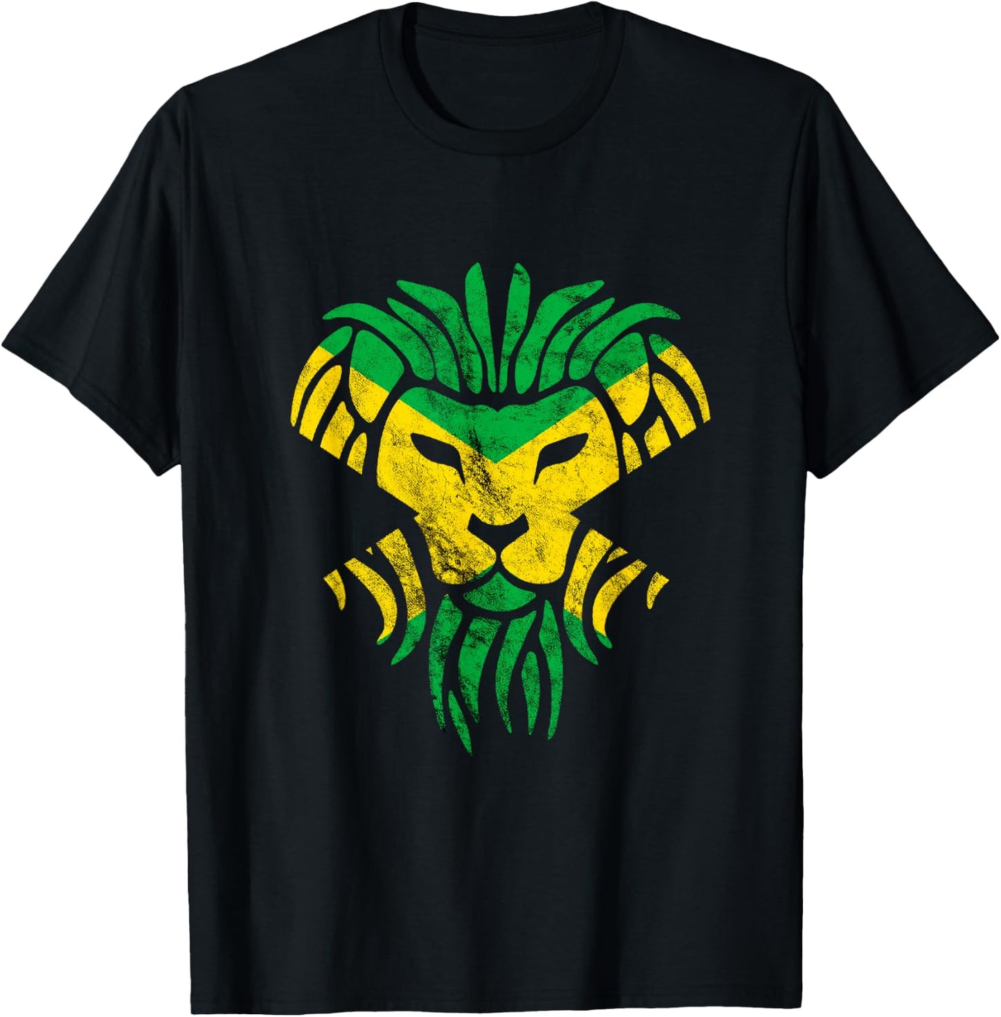 Jamaica Jamaican Roots Flag Tropical Lion Head Proud T-Shirt - T-Shirt | Black