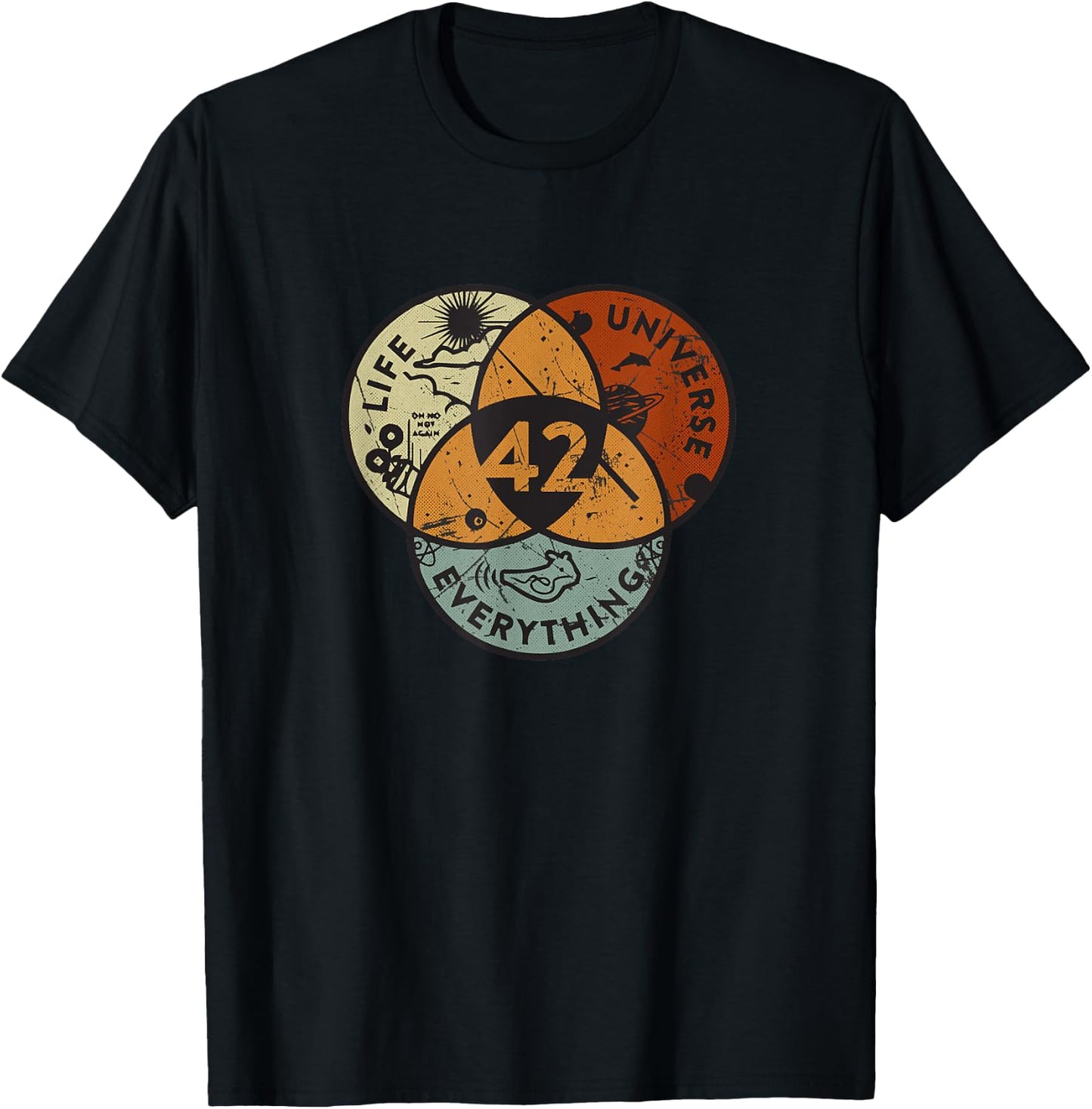 Venn Diagram Life The Universe And Everything - 42 Life T-Shirt - T-Shirt | Black