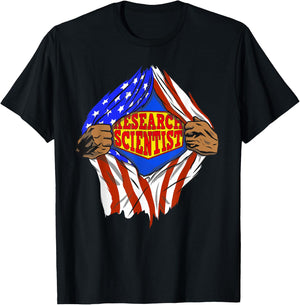 Funny Super Research Scientist Hero Job T-Shirt - T-Shirt | Black