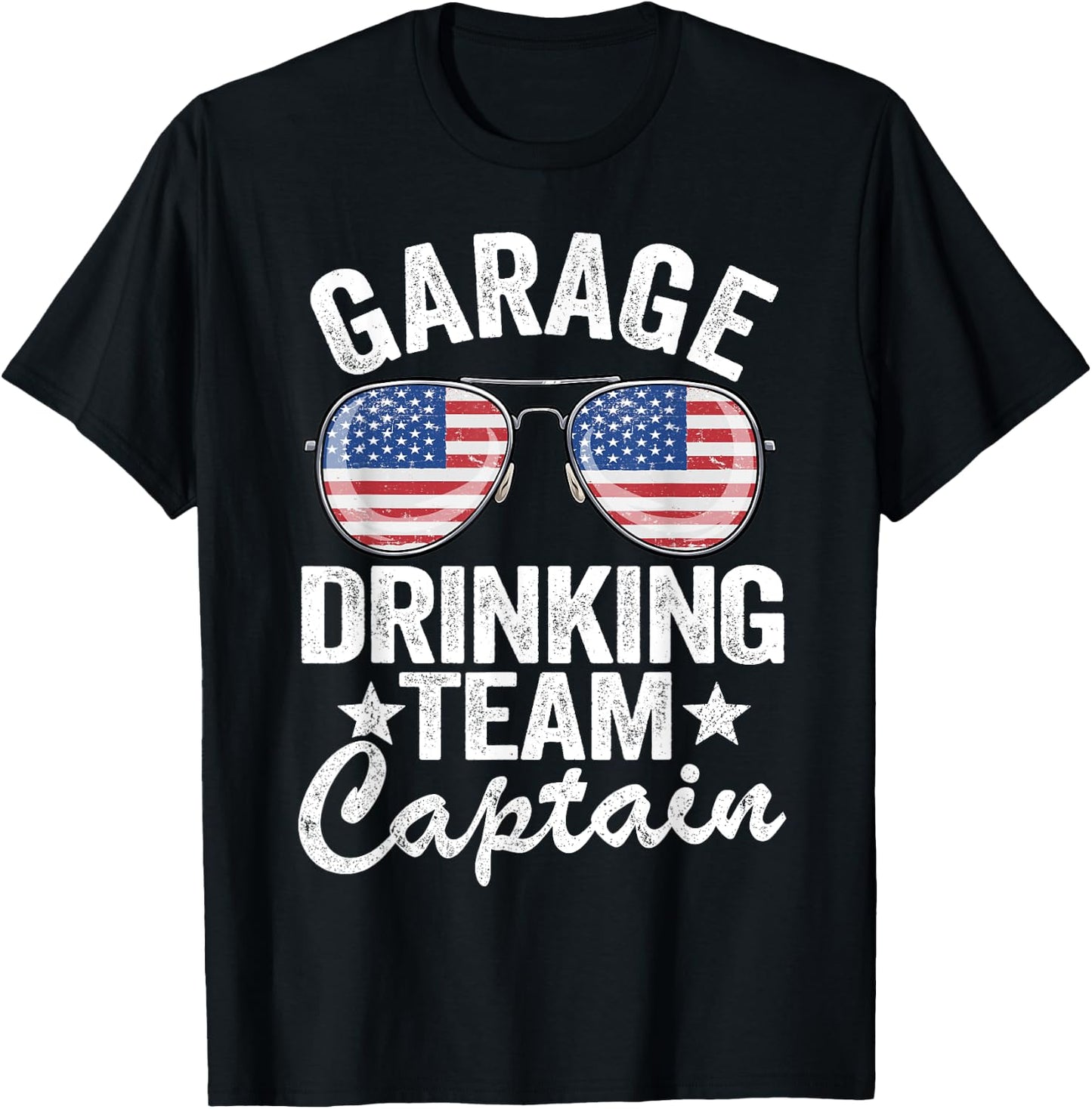 4th Of July Beer American Flag Garage Drinking Team Captain Men T-Shirt - T-Shirt | Black