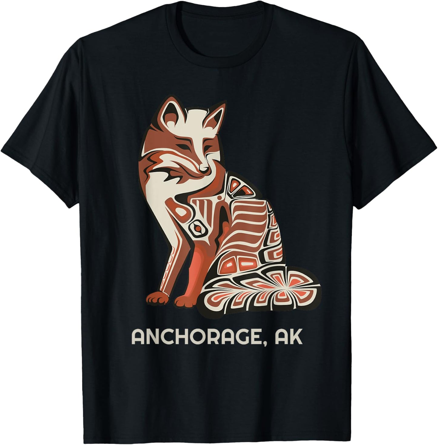 Tribal Fox Anchorage Alaska Native American Haida Style T-Shirt - T-Shirt | Black