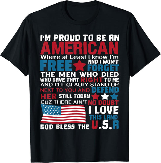 American Proud to be Patriotic Featuring USA Flag Merican T-Shirt - T-Shirt | Black