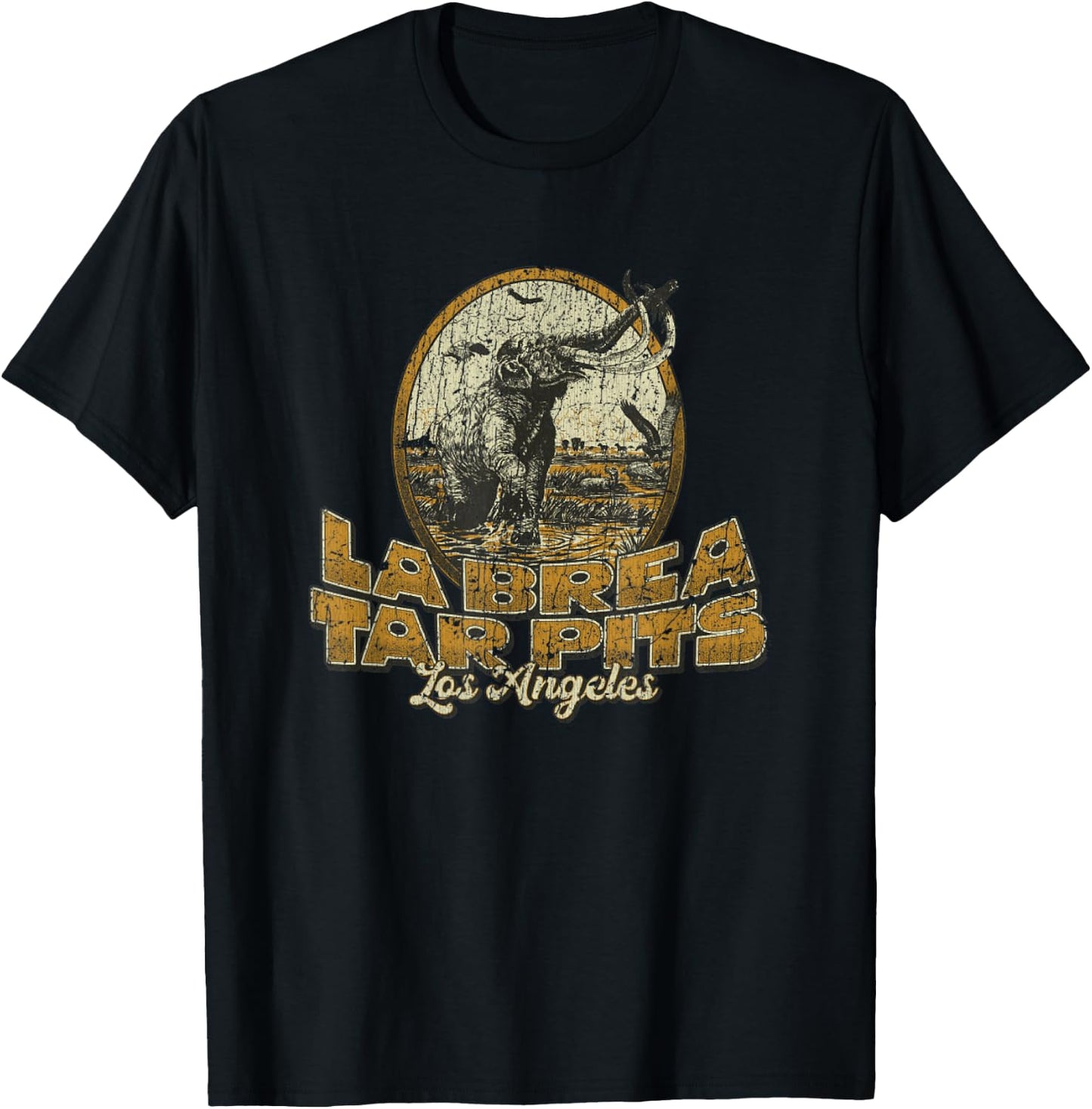 Funny Brea Tar Pits 70s Vintage T-Shirt - T-Shirt | Black