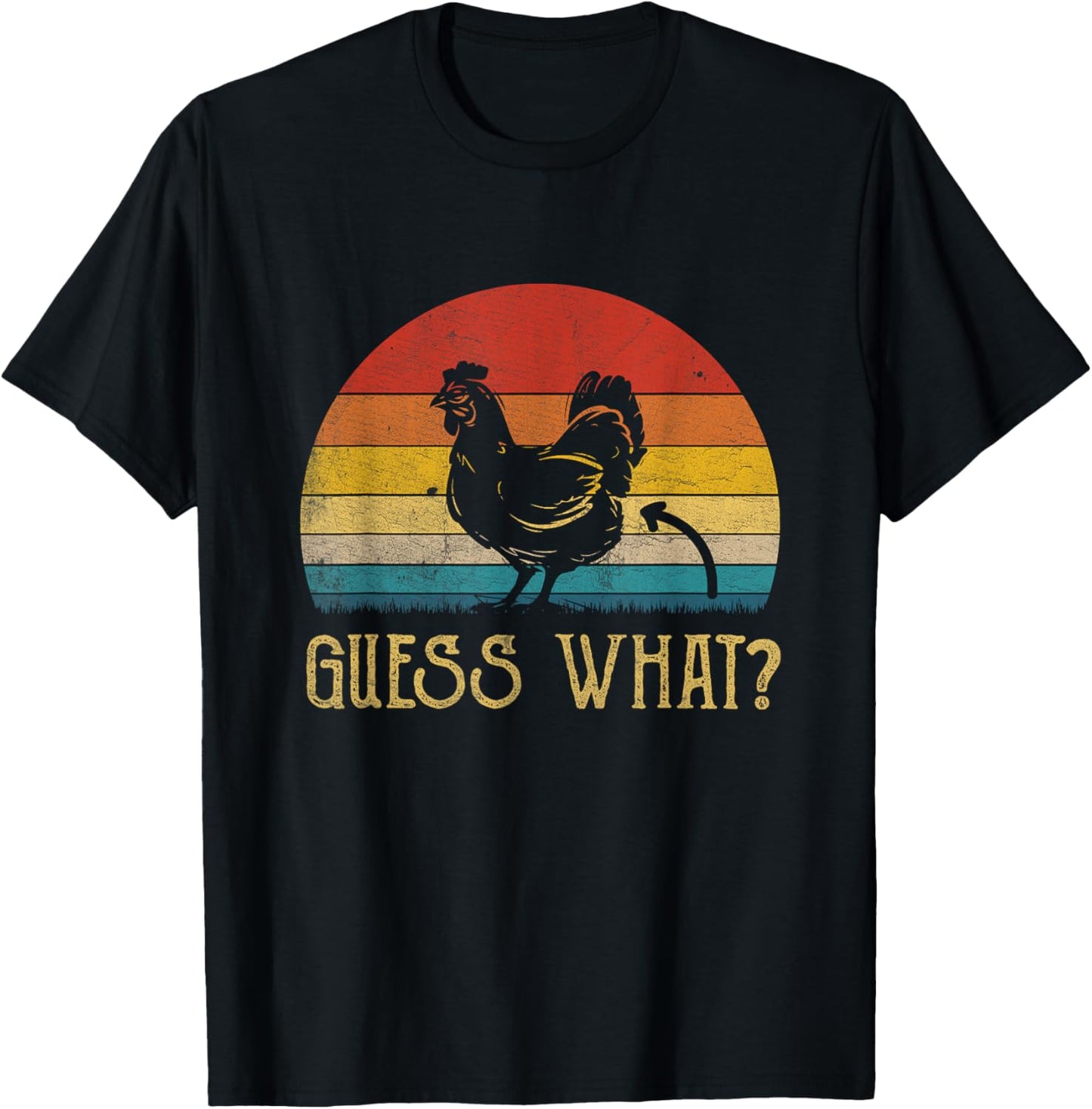 Vintage Guess What Chicken Butt Farm Farmer Funny T-Shirt - T-Shirt | Black