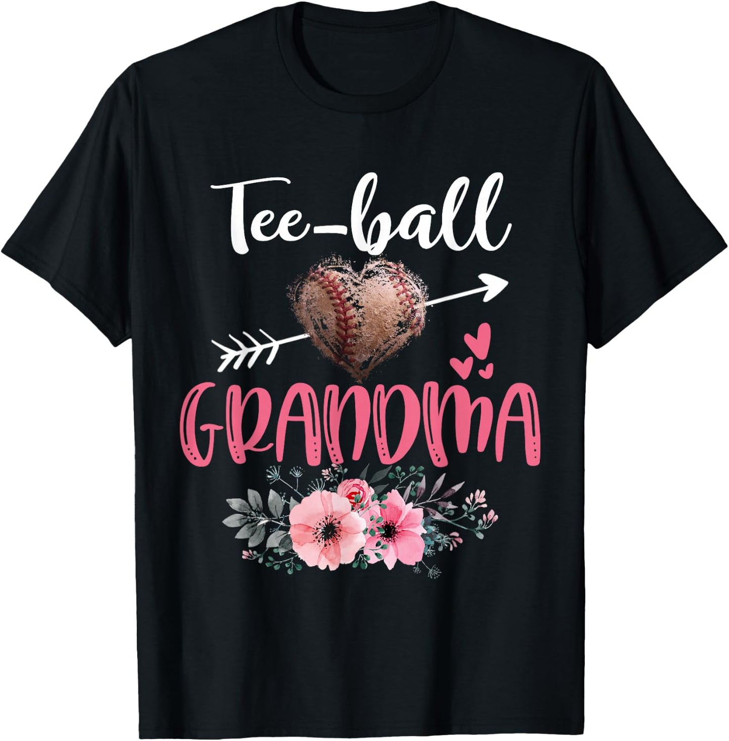 Ball Grandma Floral Funny Ball Heart Mother's Day T-Shirt - T-Shirt | Black